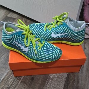 Nike Kids Teal and Lime Sneakers